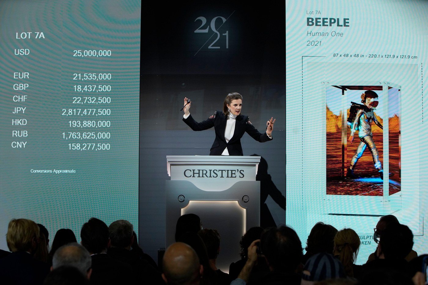 Christie's auction of Beeple's HUMAN ONE in 2021